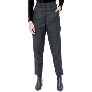 Tokyo Talkies Women Charcoal Straight Fit Checked Regular Trousers at Rs.699